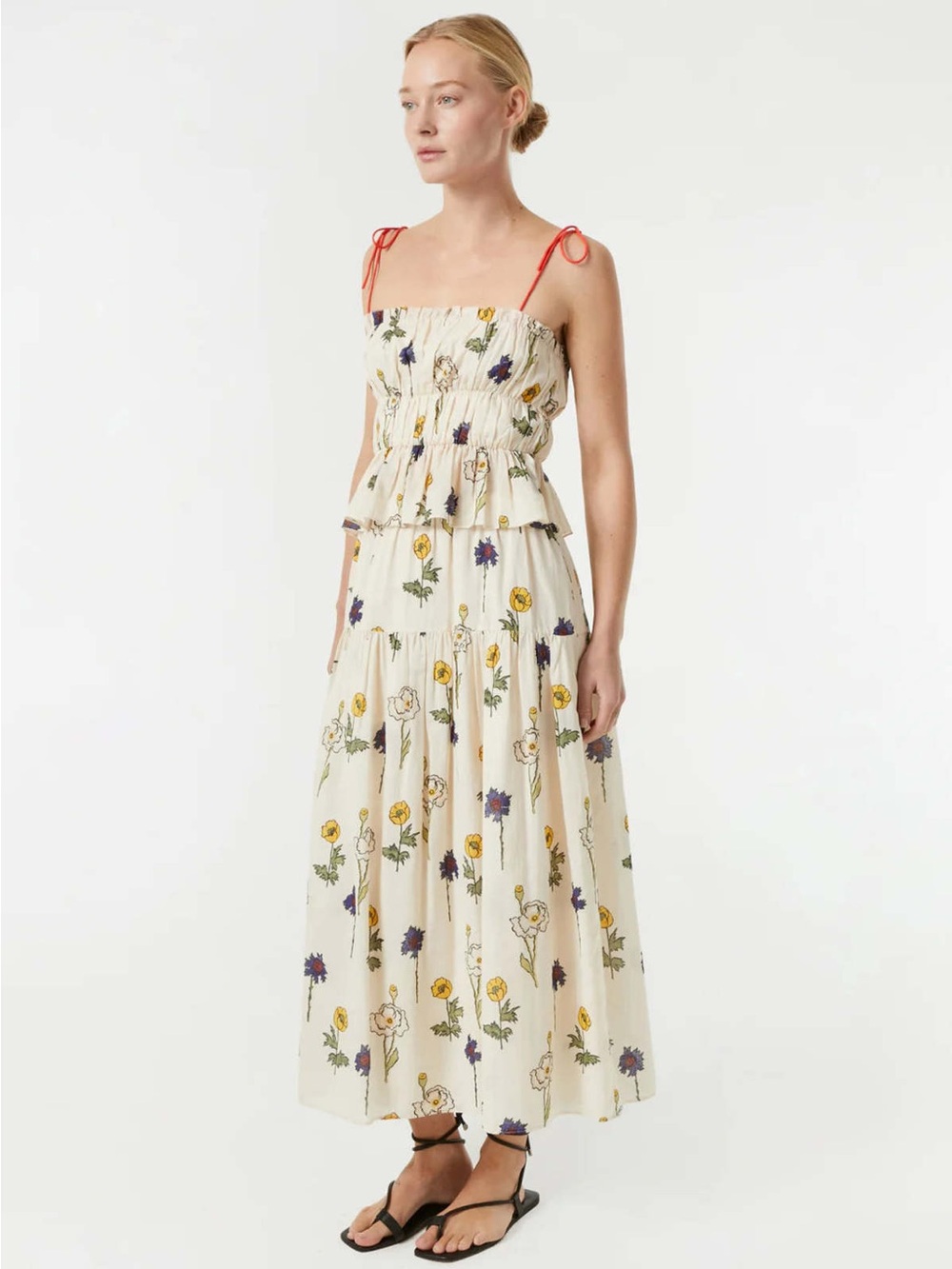 RHODE 2 Piece Set Julieta Tank Top + Ariella Tiered Midi Skirt Size XS